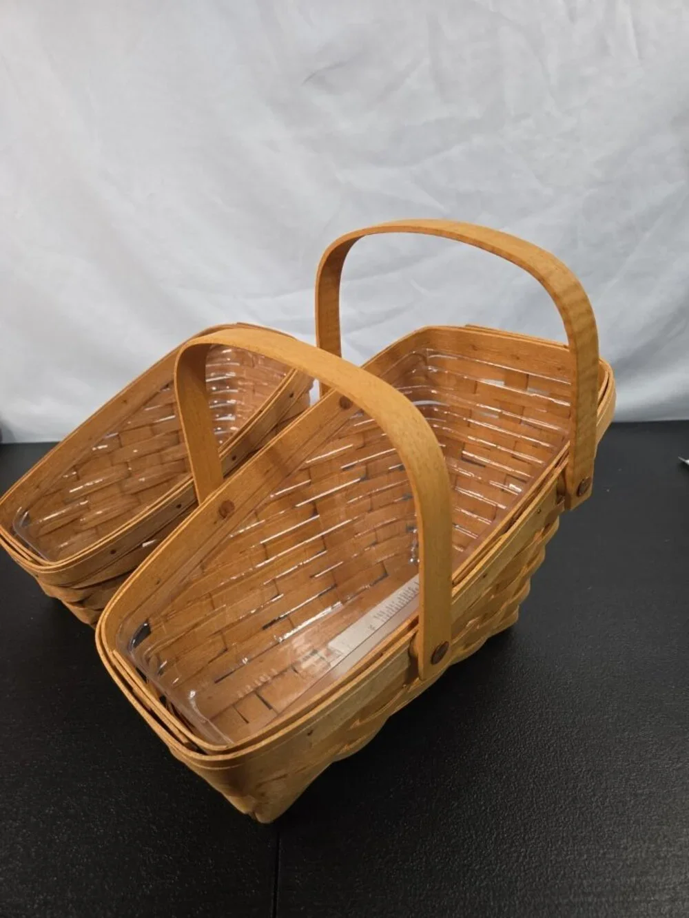 Longaberger Basket Set of 2 with Plastic Liners 1994 And 1995